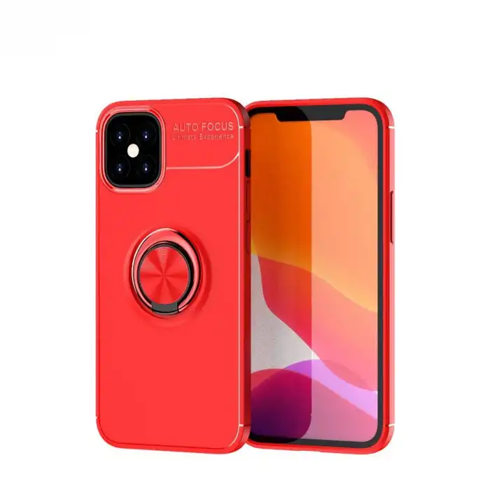 Apple İphone 12 Mini Kılıf Range Yüzüklü Silikon - Kırmızı