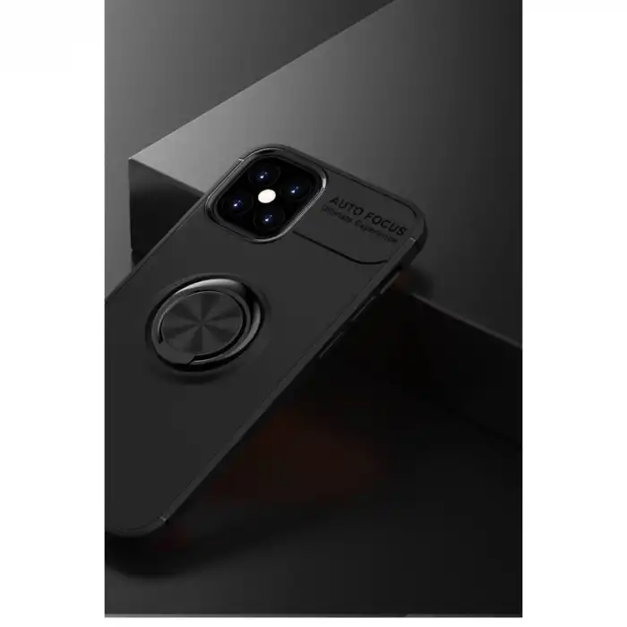 Apple İphone 12 Mini Kılıf Range Yüzüklü Silikon - Siyah