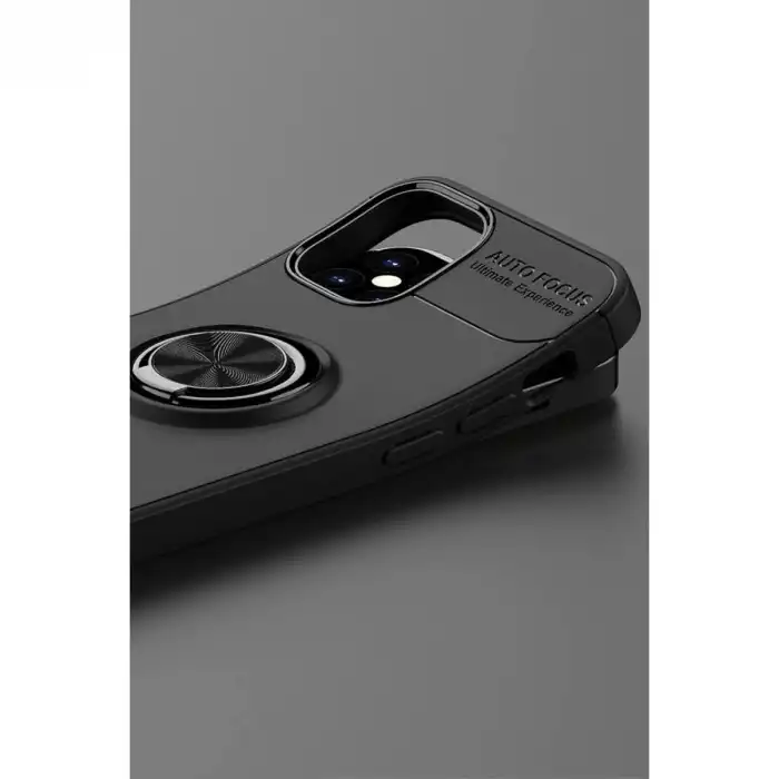 Apple İphone 12 Mini Kılıf Range Yüzüklü Silikon - Siyah