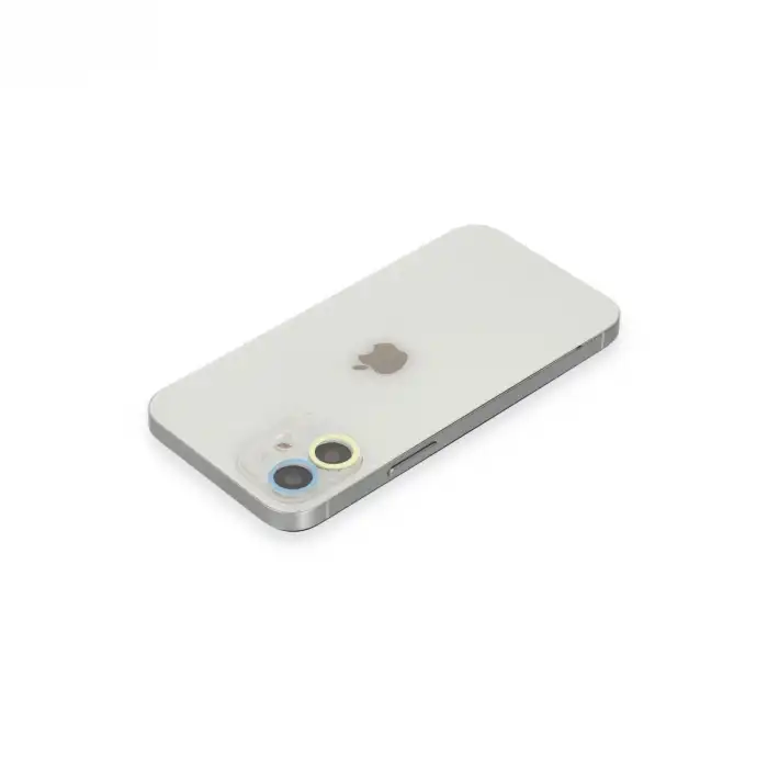 Apple İphone 12 Mini Renkli Kamera Lens Koruma Cam - Sarı-mavi