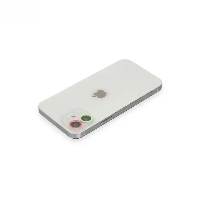 Apple İphone 12 Mini Renkli Kamera Lens Koruma Cam - Yeşil-pembe