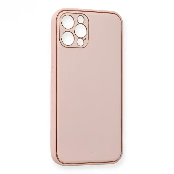 Apple İphone 12 Pro Kılıf Coco Deri Silikon Kapak - Pembe