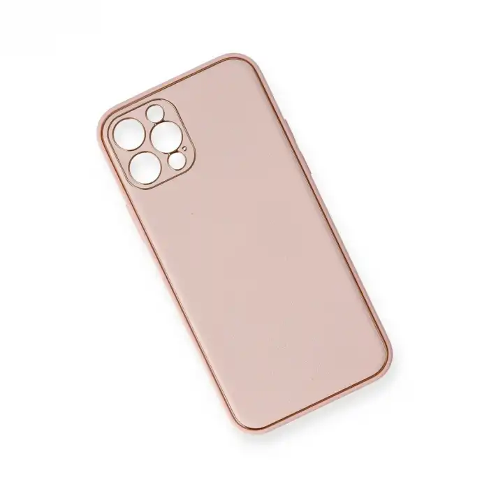Apple İphone 12 Pro Kılıf Coco Deri Silikon Kapak - Pembe