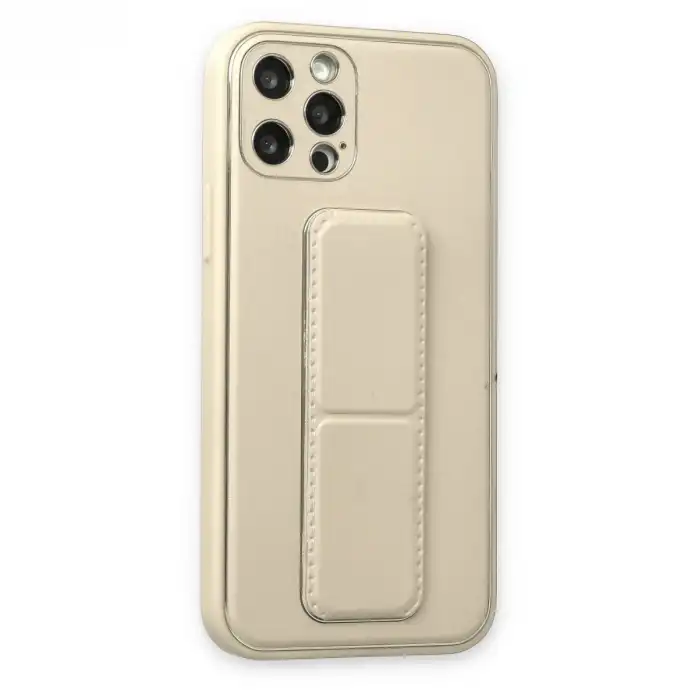 Apple İphone 12 Pro Kılıf Coco Deri Standlı Kapak - Beyaz