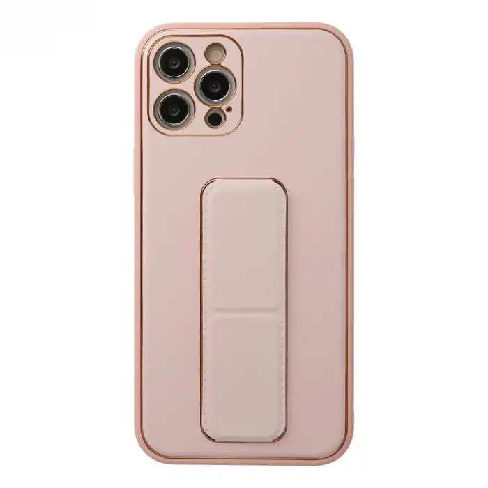 Apple İphone 12 Pro Kılıf Coco Deri Standlı Kapak - Pembe