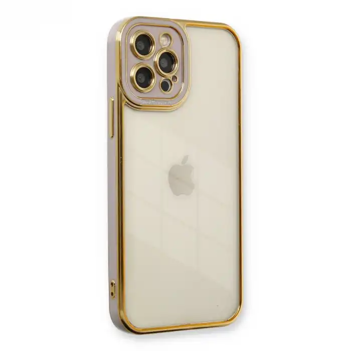Apple İphone 12 Pro Kılıf Liva Lens Silikon - Lila