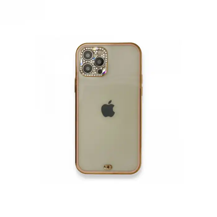 Apple İphone 12 Pro Kılıf Liva Taşlı Silikon - Pembe