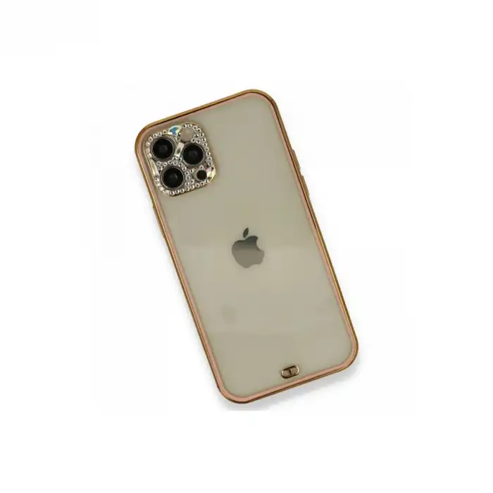 Apple İphone 12 Pro Kılıf Liva Taşlı Silikon - Pembe