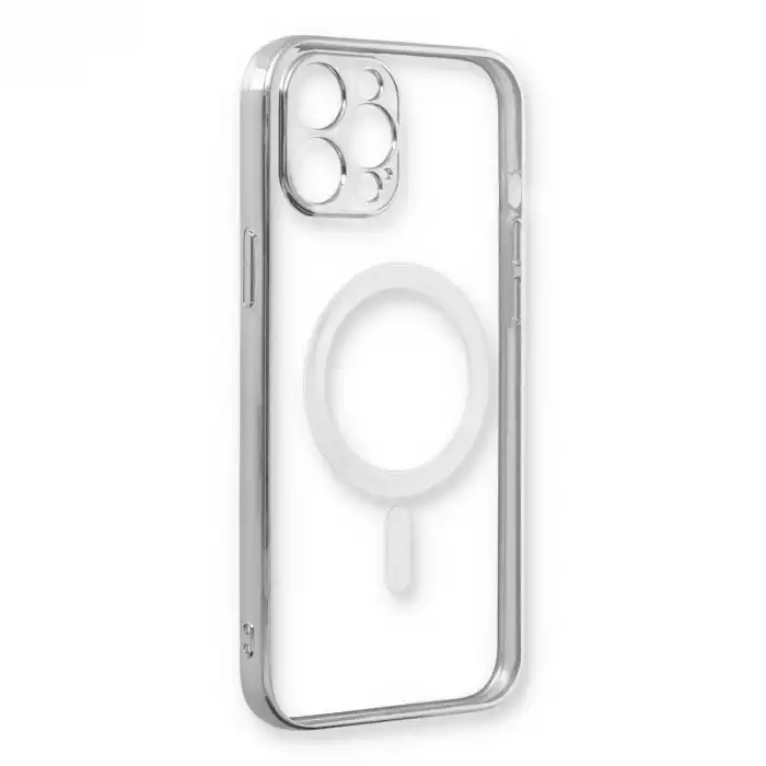 Apple İphone 12 Pro Kılıf Magneticsafe Lazer Silikon - Gümüş