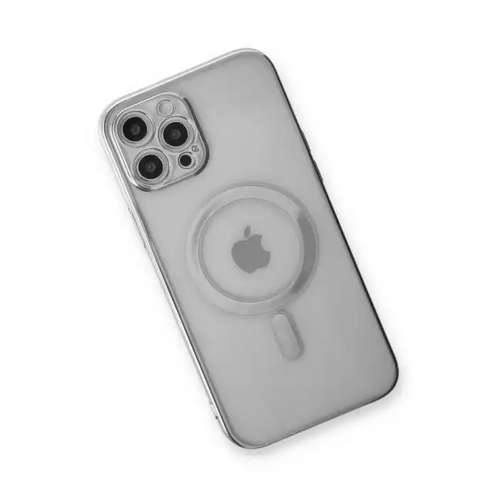 Apple İphone 12 Pro Kılıf Magneticsafe Lazer Silikon - Gümüş