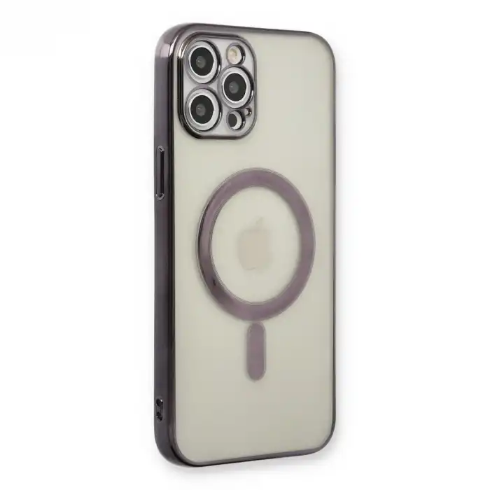 Apple İphone 12 Pro Kılıf Magneticsafe Lazer Silikon - Siyah