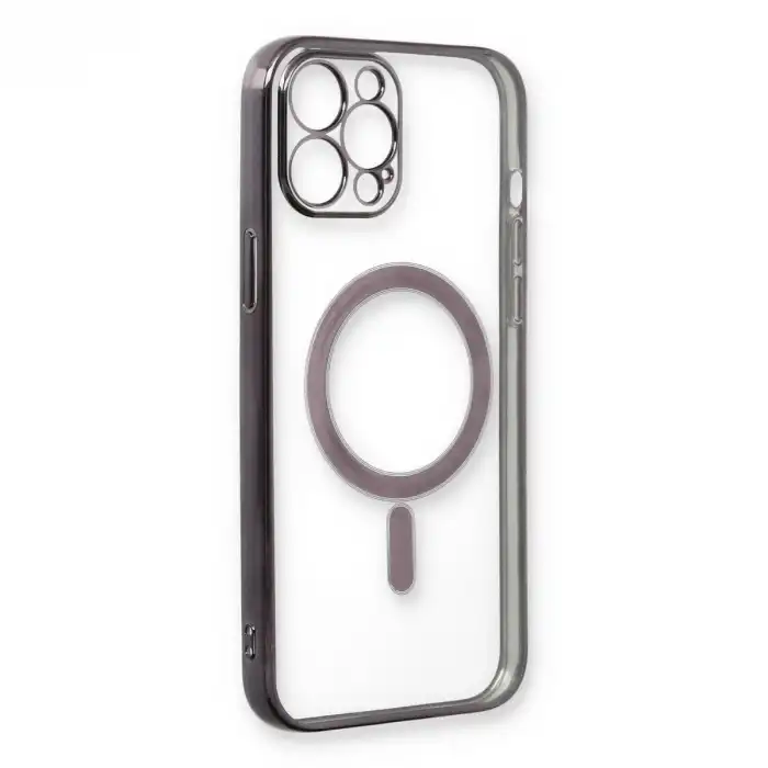 Apple İphone 12 Pro Kılıf Magneticsafe Lazer Silikon - Siyah
