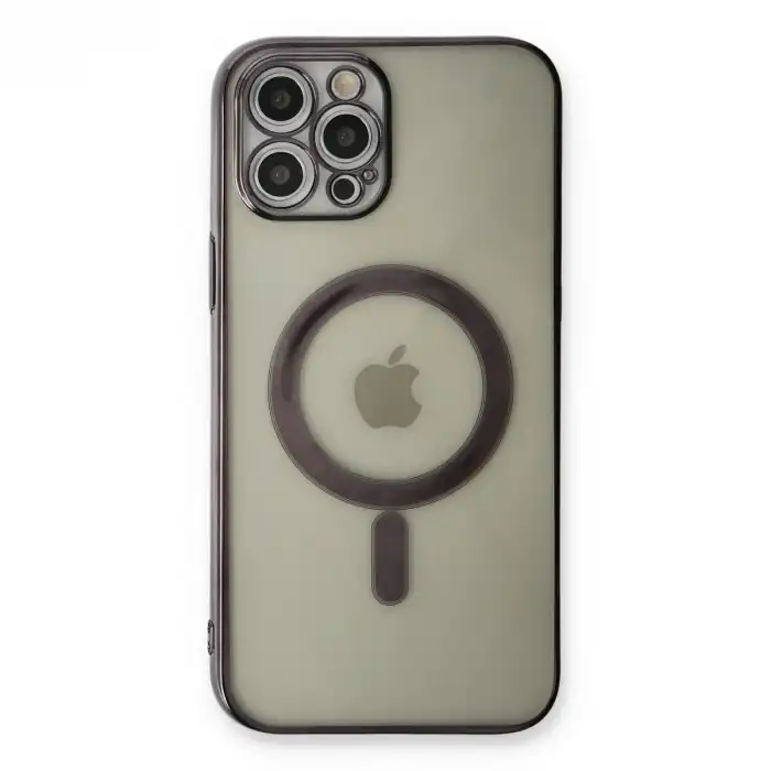 Apple İphone 12 Pro Kılıf Magneticsafe Lazer Silikon - Siyah