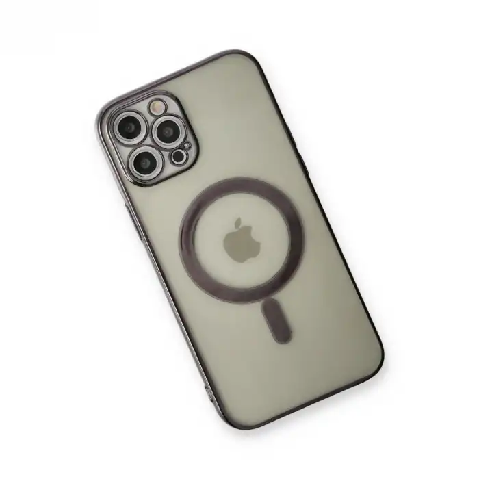 Apple İphone 12 Pro Kılıf Magneticsafe Lazer Silikon - Siyah