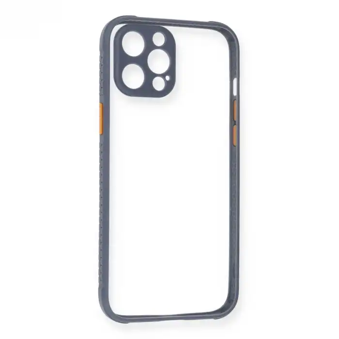 Apple İphone 12 Pro Kılıf Miami Şeffaf Silikon - Gri