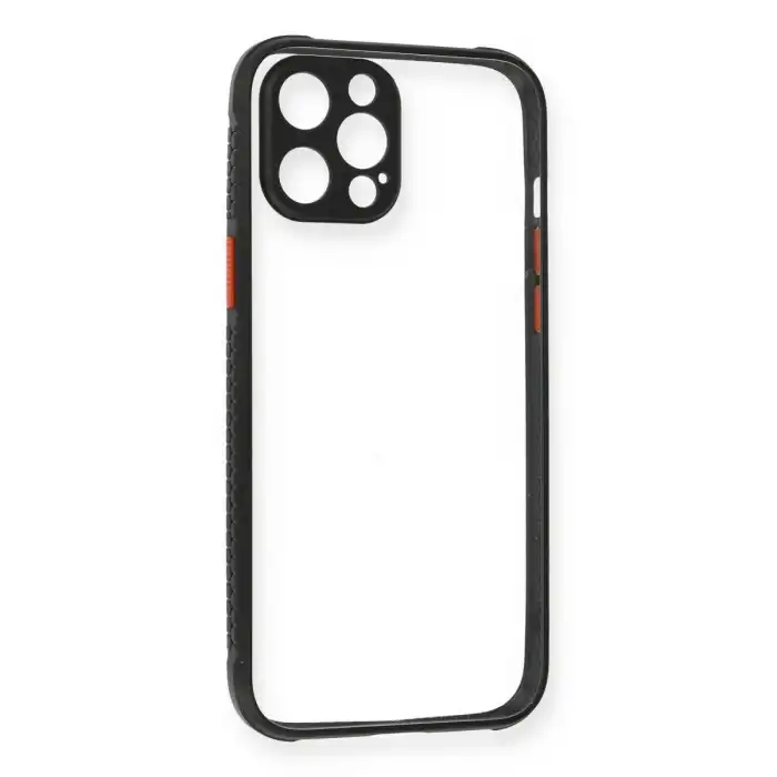 Apple İphone 12 Pro Kılıf Miami Şeffaf Silikon - Siyah
