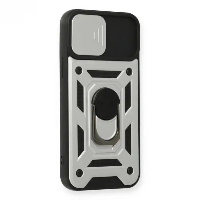 Apple İphone 12 Pro Kılıf Pars Lens Yüzüklü Silikon - Gümüş