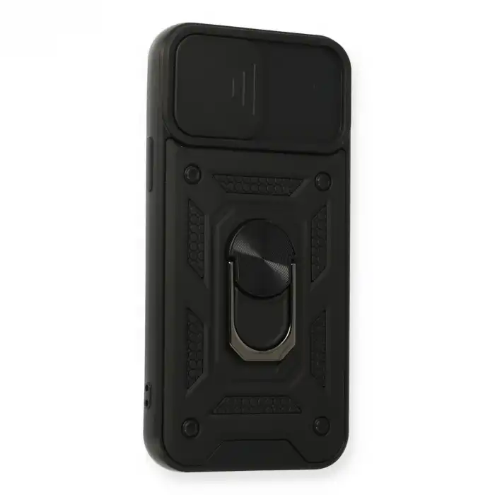 Apple İphone 12 Pro Kılıf Pars Lens Yüzüklü Silikon - Siyah