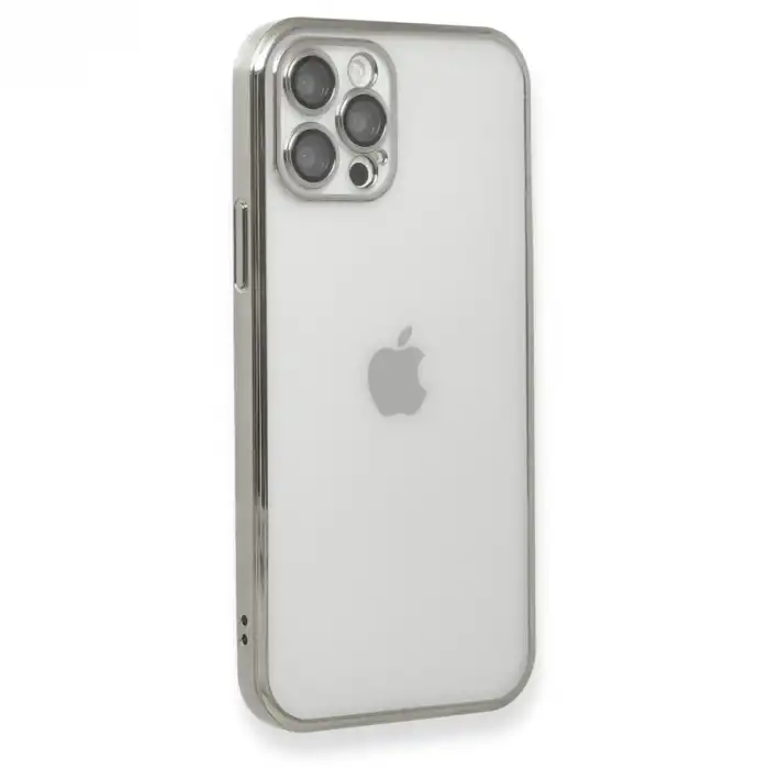 Apple İphone 12 Pro Kılıf Razer Lensli Silikon - Gümüş