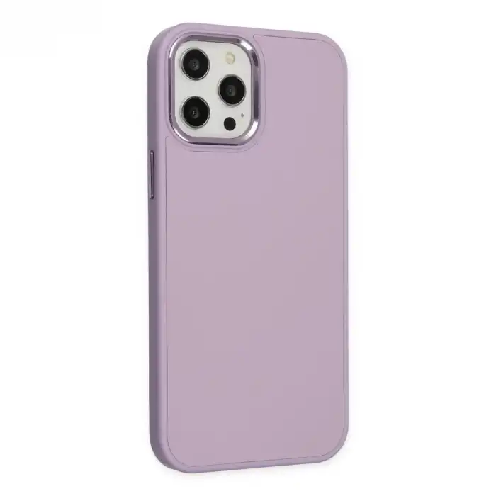 Apple İphone 12 Pro Max Kılıf Asya Deri Silikon - Lila