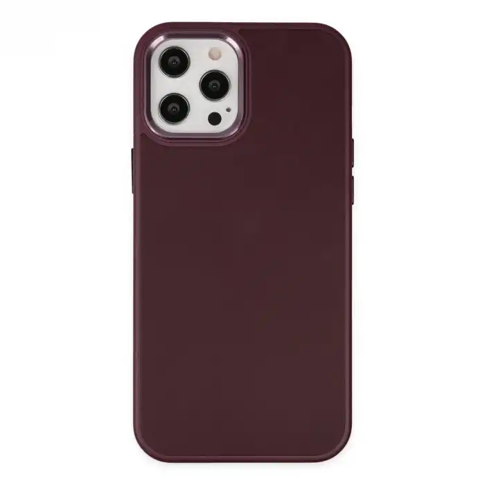 Apple İphone 12 Pro Max Kılıf Asya Deri Silikon - Mürdüm