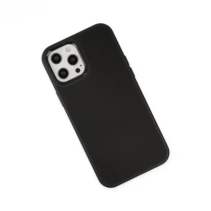 Apple İphone 12 Pro Max Kılıf Asya Deri Silikon - Siyah