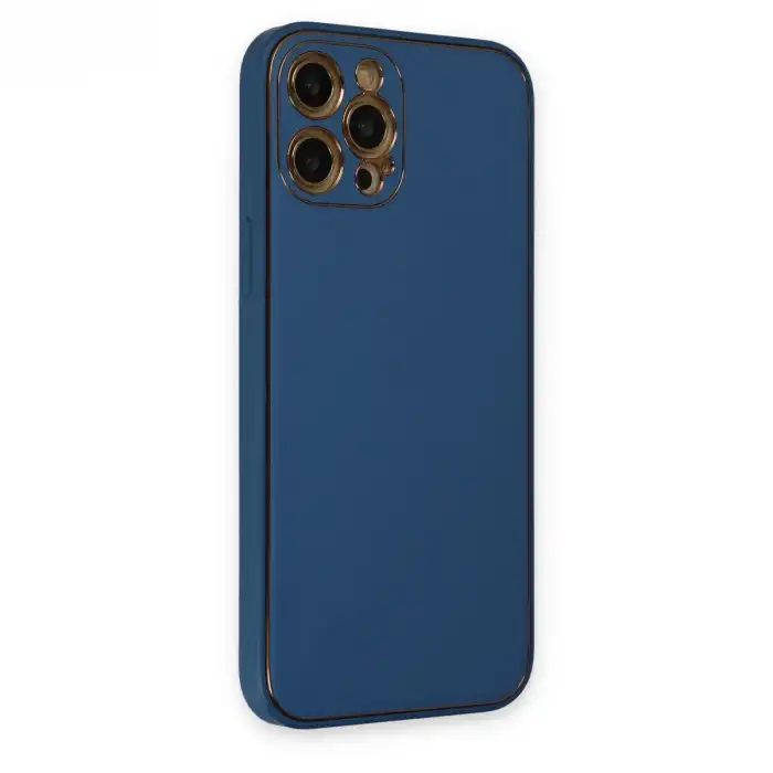 Apple İphone 12 Pro Max Kılıf Coco Deri Silikon Kapak - Açık Mavi