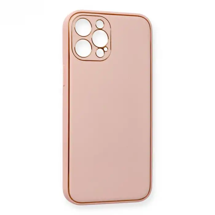 Apple İphone 12 Pro Max Kılıf Coco Deri Silikon Kapak - Pembe