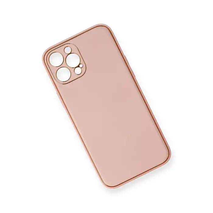 Apple İphone 12 Pro Max Kılıf Coco Deri Silikon Kapak - Pembe