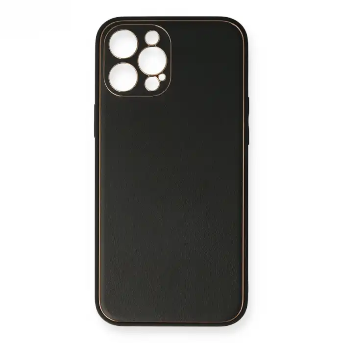 Apple İphone 12 Pro Max Kılıf Coco Deri Silikon Kapak - Siyah