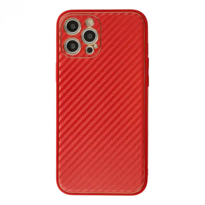 Apple İphone 12 Pro Max Kılıf Coco Karbon Silikon - Kırmızı