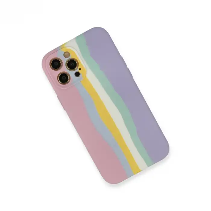 Apple İphone 12 Pro Max Kılıf Ebruli Lansman Silikon - Pembe-lila
