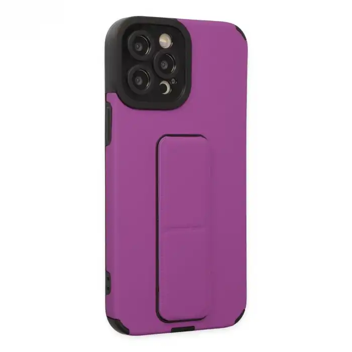 Apple İphone 12 Pro Max Kılıf Mega Standlı Silikon - Mor