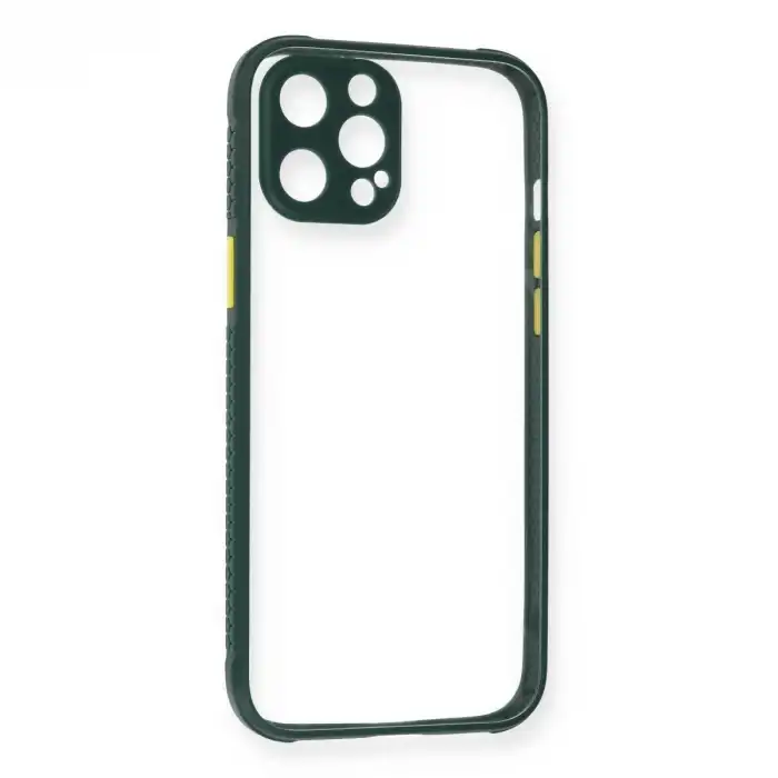 Apple İphone 12 Pro Max Kılıf Miami Şeffaf Silikon - Koyu Yeşil