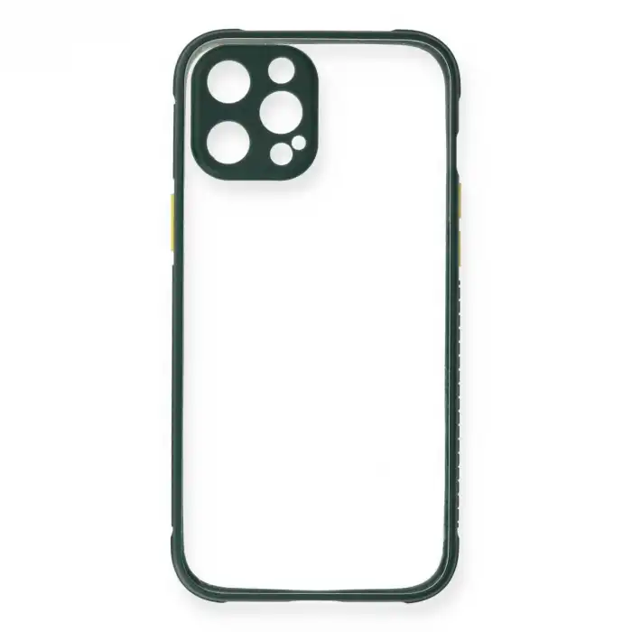 Apple İphone 12 Pro Max Kılıf Miami Şeffaf Silikon - Koyu Yeşil