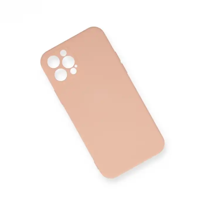 Apple İphone 12 Pro Max Kılıf Nano İçi Kadife Silikon - Pudra