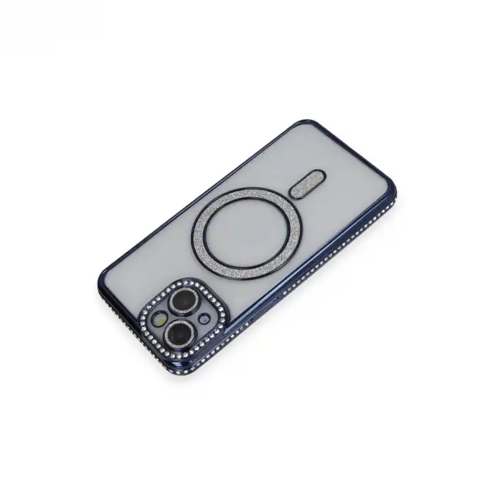 Apple İphone 13 Kılıf Joke Simli Magneticsafe Kılıf - Lacivert