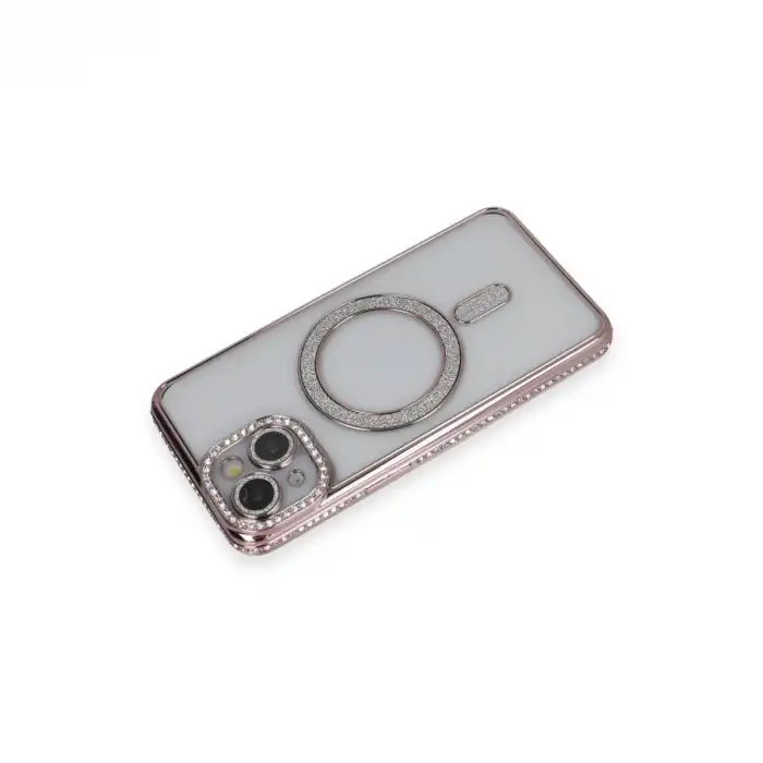Apple İphone 13 Kılıf Joke Simli Magneticsafe Kılıf - Pembe