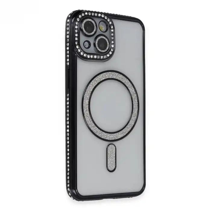 Apple İphone 13 Kılıf Joke Simli Magneticsafe Kılıf - Siyah