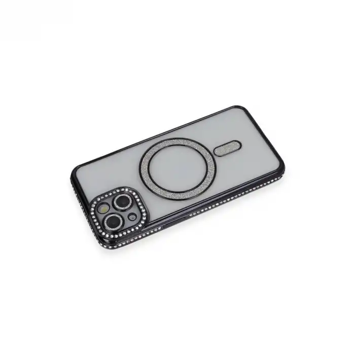Apple İphone 13 Kılıf Joke Simli Magneticsafe Kılıf - Siyah