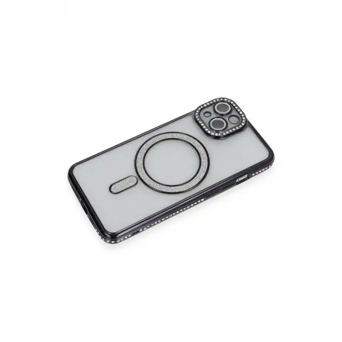 Apple İphone 13 Kılıf Joke Simli Magneticsafe Kılıf - Siyah