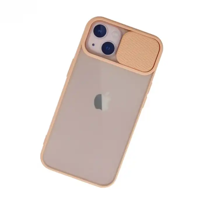Apple İphone 13 Kılıf Palm Buzlu Kamera Sürgülü Silikon - Pembe