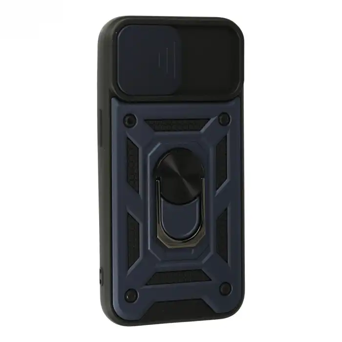 Apple İphone 13 Kılıf Pars Lens Yüzüklü Silikon - Lacivert