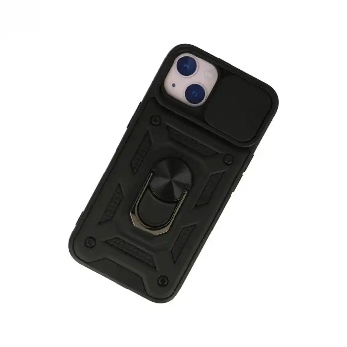 Apple İphone 13 Kılıf Pars Lens Yüzüklü Silikon - Siyah