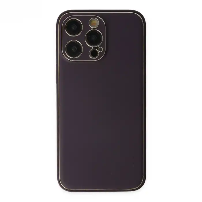 Apple İphone 13 Pro Kılıf Coco Deri Silikon Kapak - Derin Mor