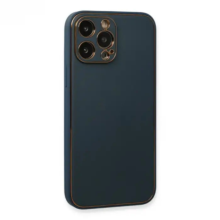 Apple İphone 13 Pro Kılıf Coco Deri Silikon Kapak - Mavi