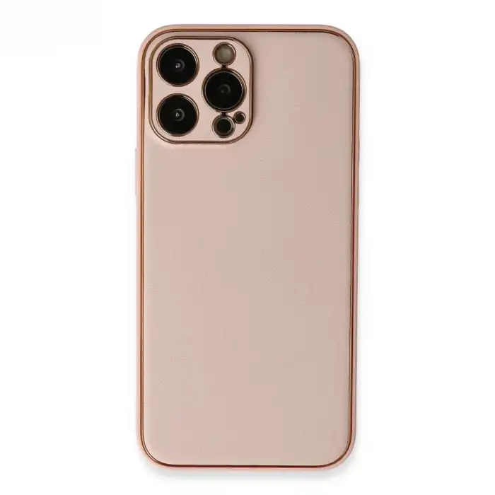 Apple İphone 13 Pro Kılıf Coco Deri Silikon Kapak - Pembe