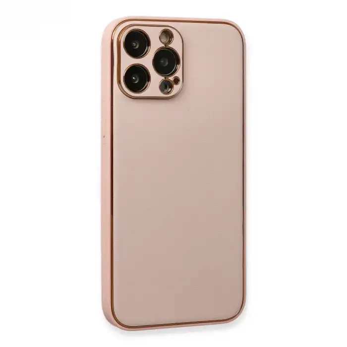 Apple İphone 13 Pro Kılıf Coco Deri Silikon Kapak - Pembe