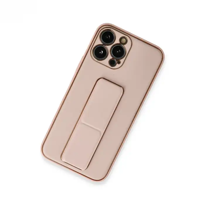 Apple İphone 13 Pro Kılıf Coco Deri Standlı Kapak - Pembe