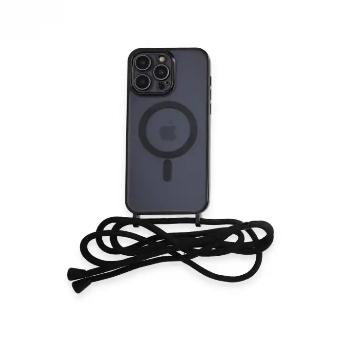 Apple İphone 13 Pro Kılıf Divo Lazer Askılı Magsafe Kapak - Siyah